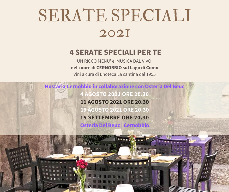 Serate speciali estate 2021 Hostaria cernobbio