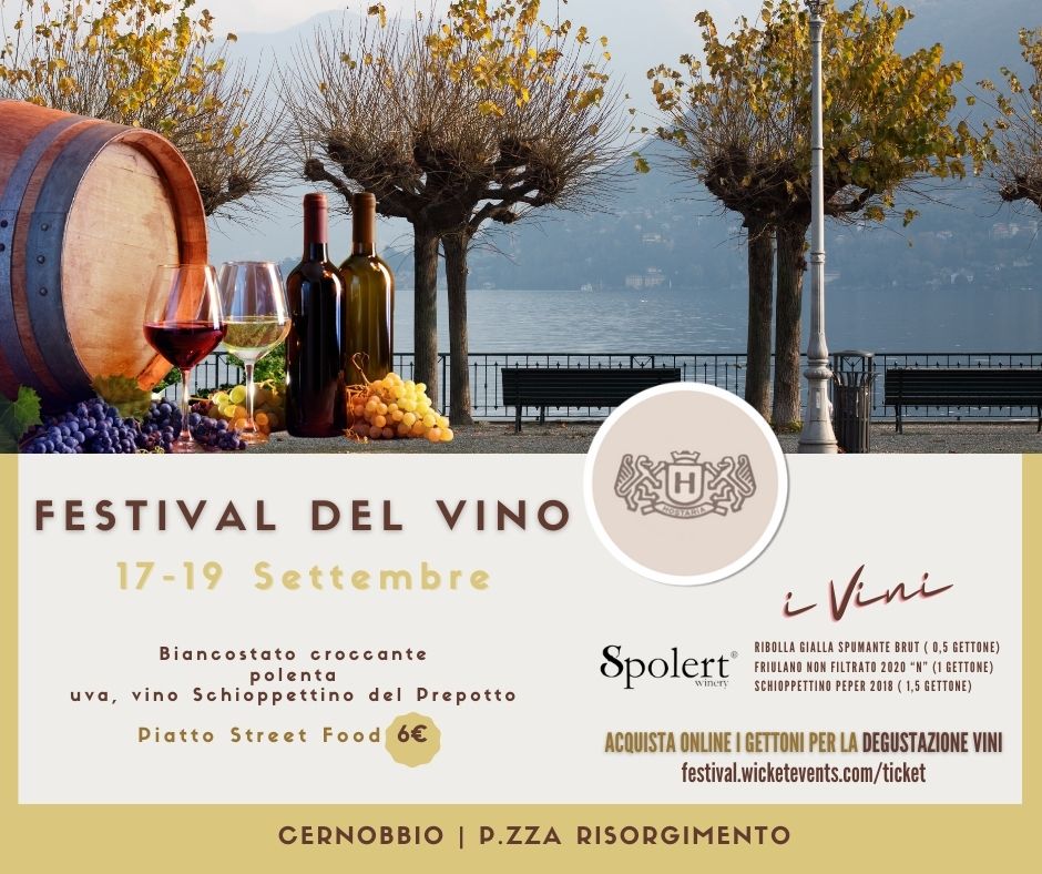 Locandina Festival del Vino Hostaria Cernobbio con Cantina Spolert